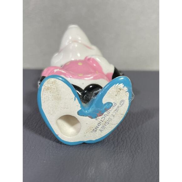 Vintage Disney Ceramic Minnie Mouse Figurine Pink Polka Dot Dress Blue Shoes - Picture 5 of 9